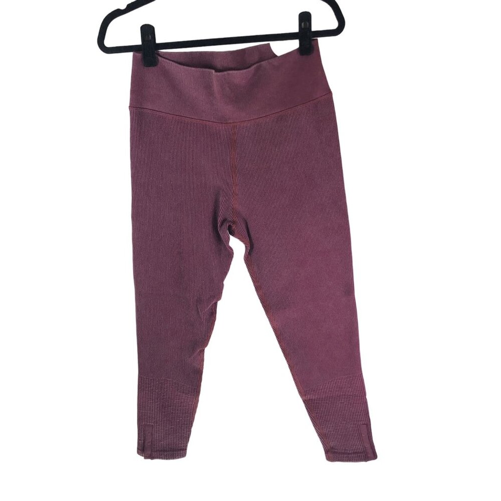 Offline By Aerie Womens 7/8 Leggings Burgundy Ribbed Nylon & Spandex XXL
